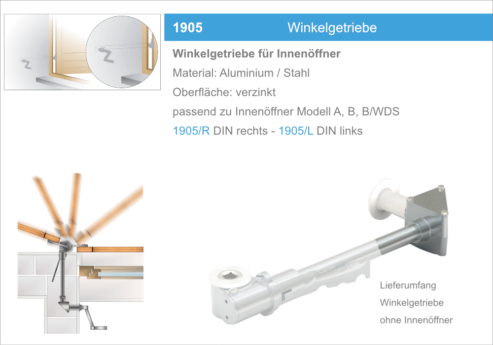 1905 Winkelgetriebe für Innenöffner